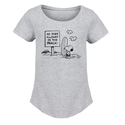 Girls' - Peanuts - No Dogs Allowed Fitted Short Sleeve Graphic T-Shirt