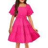Arshiner Girls Dresses Square Neck Cut Out Shirred Party Cute Tween Dress - 4 of 4