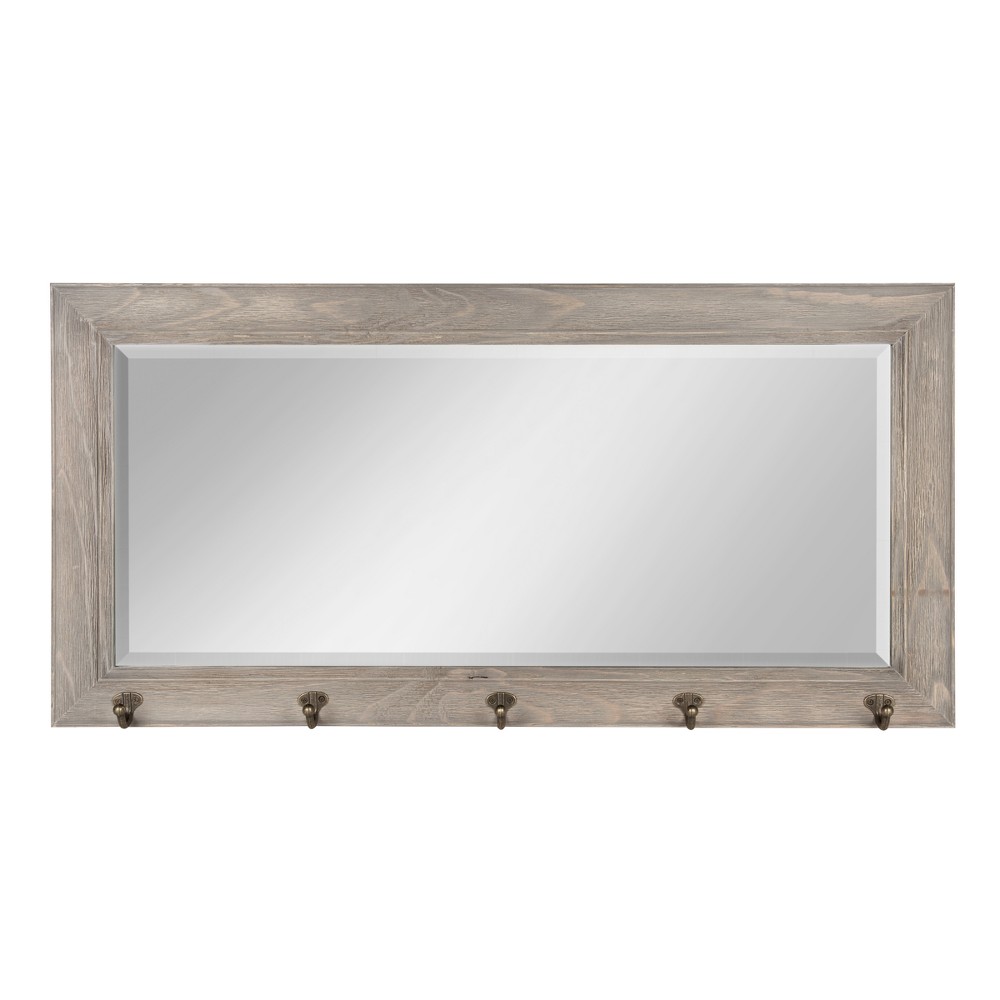 Photos - Wall Mirror 36" x 18" Pub Mirror with Metal Hooks Gray - DesignOvation