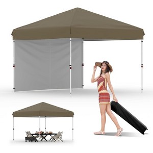 10'x10' Instant Setup Canopy Tent, Portable Outdoor Shelter with Removable Sidewall, Includes Stakes & Ropes, for Parties, Events, Camping - 1 of 4