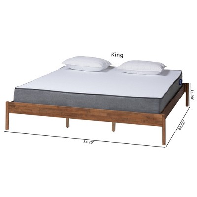 Mid-Century Agatis Ash Walnut King Size Wood Bed Frame