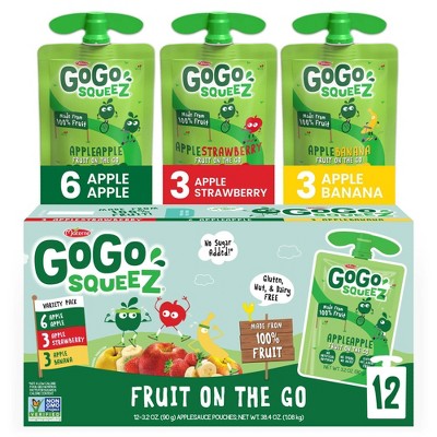 Photo 1 of GoGo squeeZ Applesauce Variety Apple/Banana/Strawberry - 3.2oz/12ct