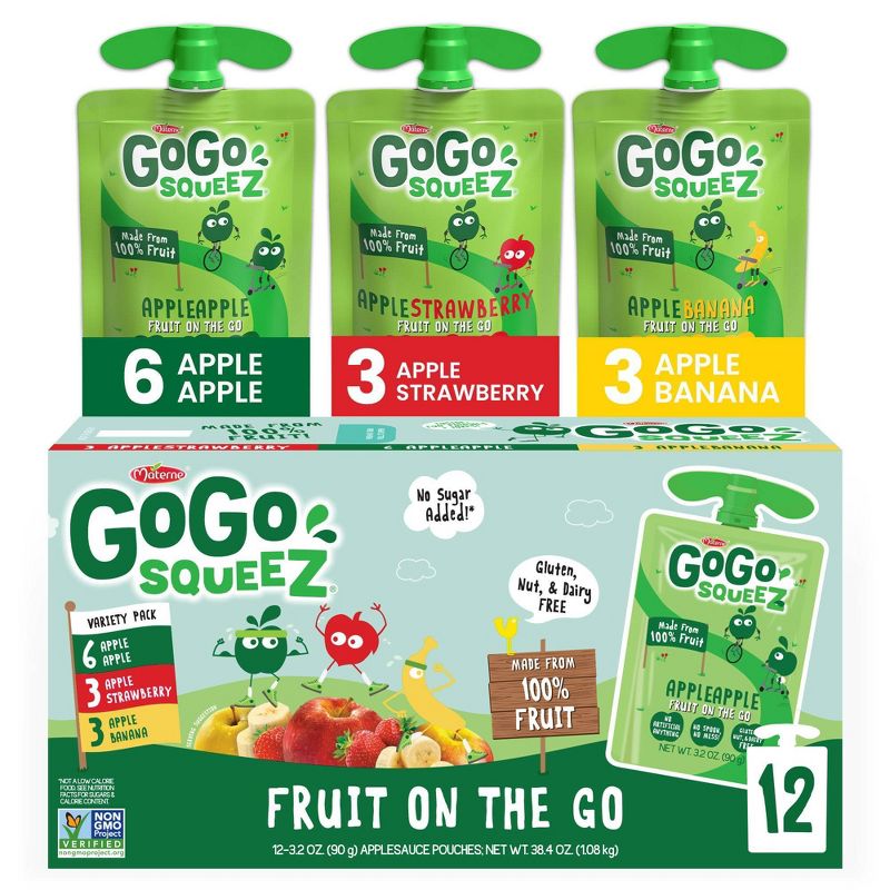 GoGo squeeZ Applesauce Variety Apple/Banana/Strawberry - 3.2oz/12ct, 1 of 11