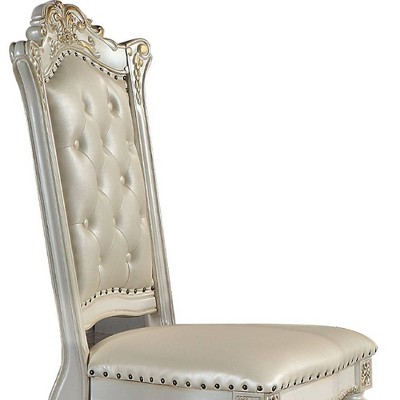 Vendome White and Gold Upholstered Wood Side Chair