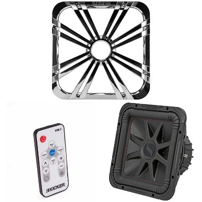 Kicker 45L7R122 L7R 12-Inch (30cm) Subwoofer, Dual Voice Coil, 2-Ohm w/ Chrome LED Grill & Remote Bundle