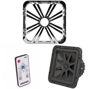 Kicker 45L7R122 L7R 12-Inch (30cm) Subwoofer, Dual Voice Coil, 2-Ohm w/ Chrome LED Grill & Remote Bundle - 1 of 4