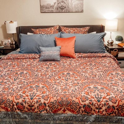 8pc King Ellison Embroidered Colorblock Comforter Bedding Set - Dark Teal :  Target