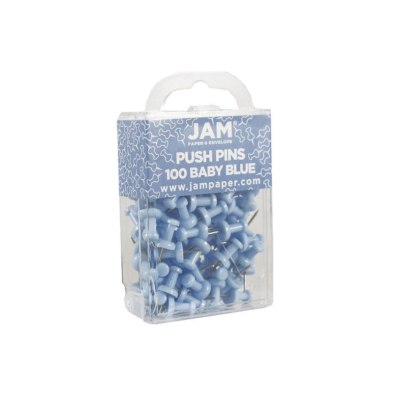 JAM Paper Colored Pushpins Baby Blue Push Pins 2 Packs of 100 222419047A, 2 of 6