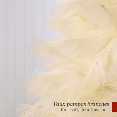 6ft Ivory Pampas Grass Christmas Tree with Metal Base