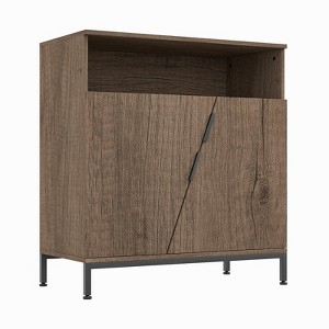 Sideboard Cabinet, Morden Wood Sideboard Buffet, Storage Cabinet with Oblique Door and Adjustable Shelves Brown - 1 of 4