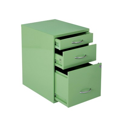 Green Metal 3-Drawer Lockable File Cabinet, 22"