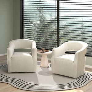 SEYNAR Modern Glam Velvet 360 Degree Swivel Open-Back Accent Armchair Set of 2 - 1 of 4