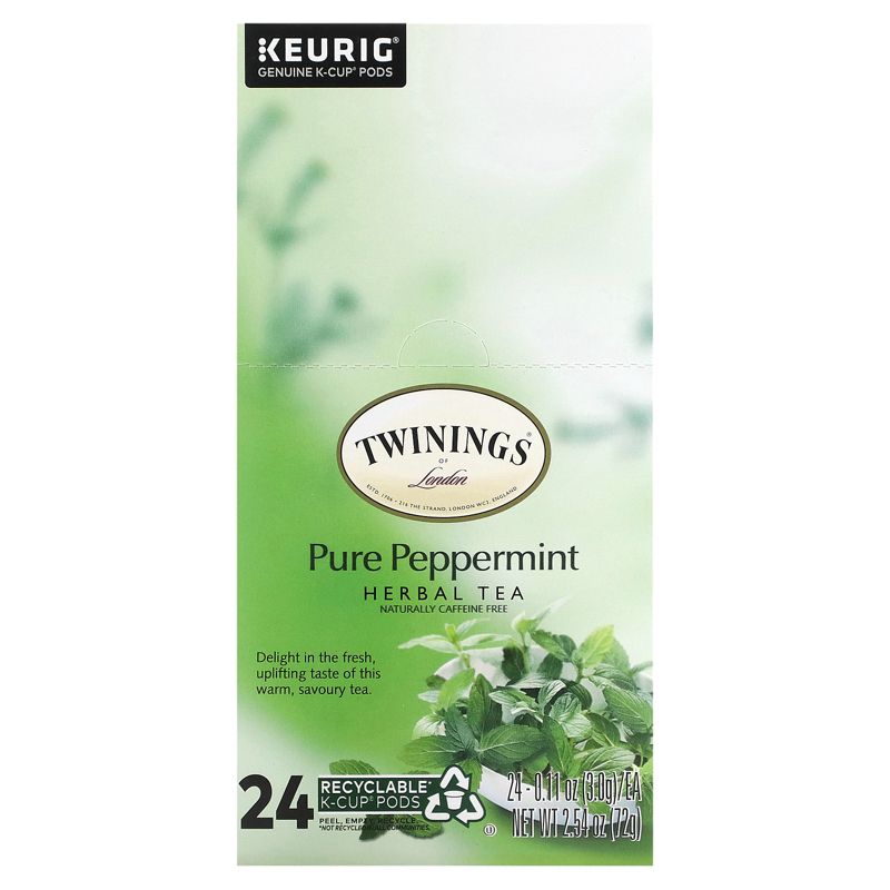 Twinings Herbal Tea, Pure Peppermint, Caffeine Free, 24 K-Cups, 0.11 oz (3 g) Each, 1 of 4
