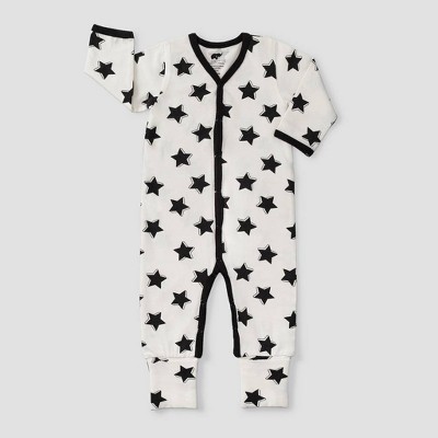 Layette by Monica + Andy Baby Starlight Express Pajama Romper - White/Black 6-9M