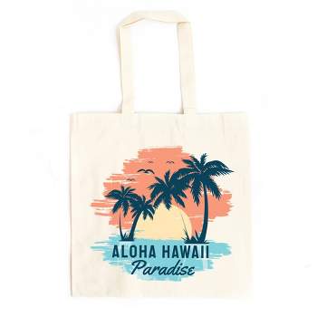 City Creek Prints Aloha Hawaii Canvas Tote Bag - 15x16 - Natural