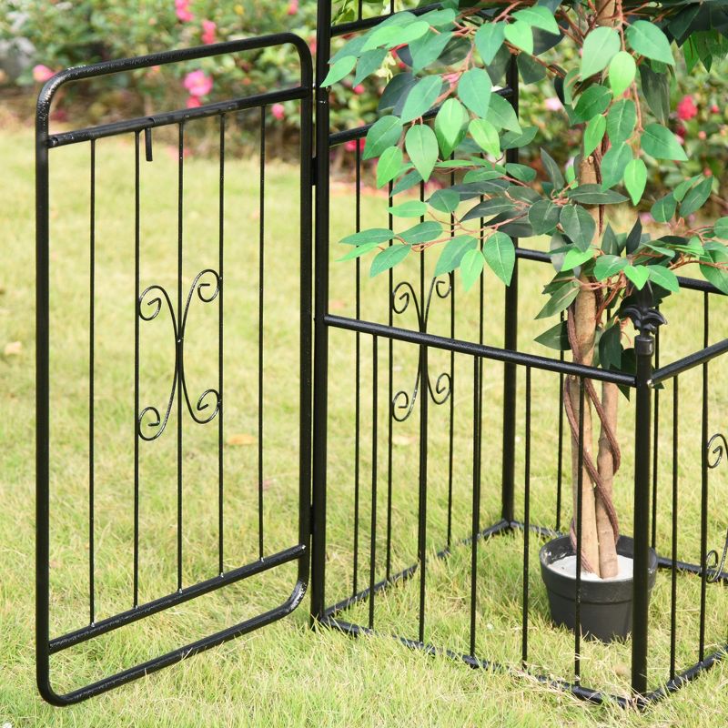 Outsunny 86" Garden Arbor Arch Gate with Trellis Sides for Climbing Plants, Wedding, Grape Vines with Locking Doors & Planter Baskets, Black, 5 of 9