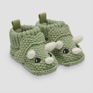 Carter's Just One You® Baby Boys' Knitted Dino Slippers - Green - 1 of 4