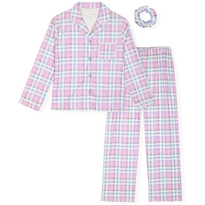 Sleep On It Girls 2-Piece Button-Front Coat Pajama Set