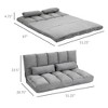 Convertible Floor Sofa Chair, Folding Couch Bed, Guest Chaise Lounge with 2 Pillows, Adjustable Backrest and Headrest, 51.25" L - 3 of 4