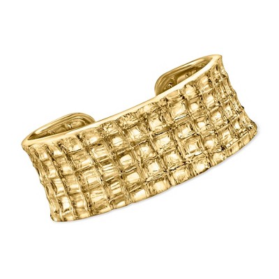 Ross-Simons Italian 18kt Gold Over Sterling Grid-Pattern Cuff Bracelet