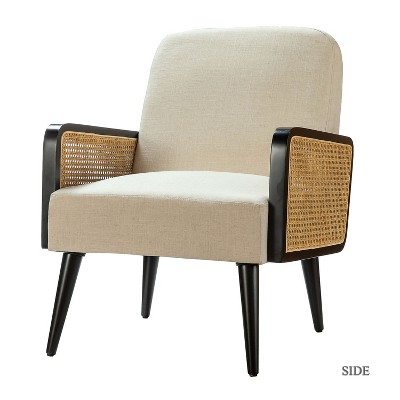 Flavio Mordern Rattan Upholstered Accent Chair Armchair  | Karat Home