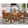 Kitchen Dining Set 7 Piece - Wood Table & Linen Chairs - 40x78 Inch Rectangle - 2 of 4