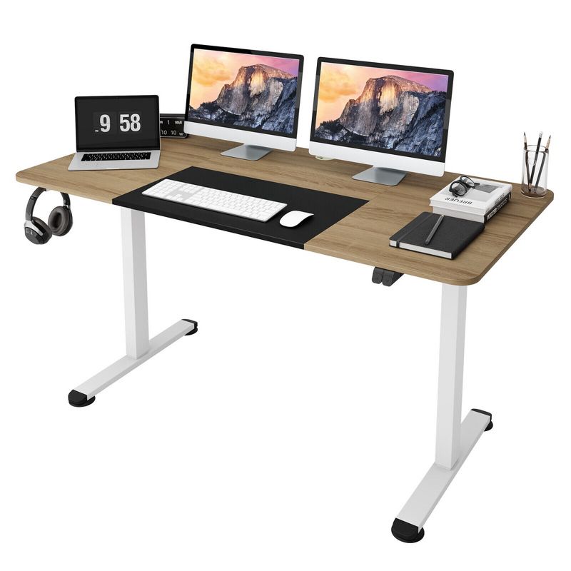 Tangkula 55" Electric Standing Desk Height Adjustable Home Office Table w/ Hook, 1 of 10