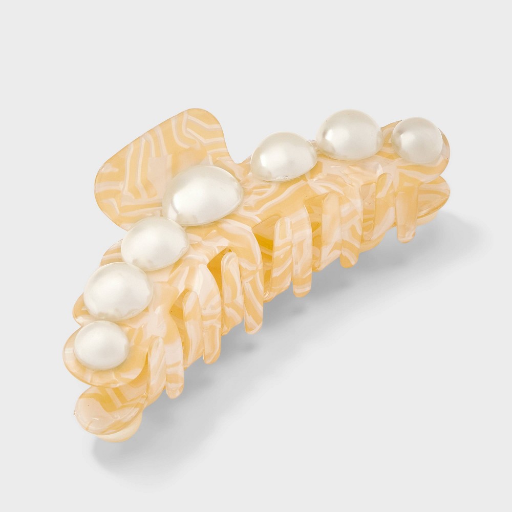 Jumbo Plastic Pearl Claw Hair Clip - A New Day Ivory