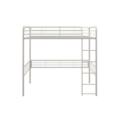 white metal loft beds