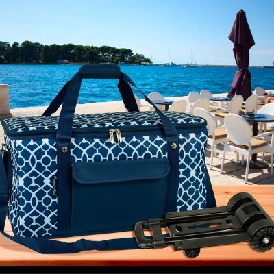 Trellis Blue 36 Quart Insulated Rolling Cooler Bag