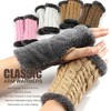 HTUTWOO Winter Fingerless Gloves, Knitting Warm Gloves with Faux Fur Wrist for Typing and Writing, Perfect for Men Women - 2 of 4