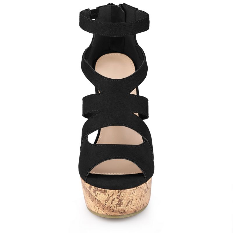 Allegra K Women's Platform Peep Toe Strappy Back Zip Wedge Heel Sandal, 2 of 7