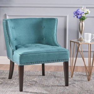 TOAOTBNBO Solid Wood Accent Chair with High Back, Contemporary Armchair with High Density Foam Upholstered Chair Comfy Lounge Chair for Bedroom - 1 of 4