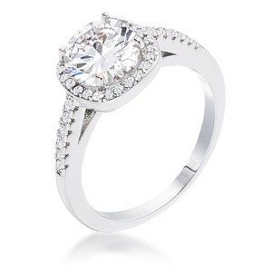 Slickblue Classic 2.97 Ct. Cushion Cut Halo Engagement Ring, Rhodium-Plated Brass, Clear Cubic Zirconia, Sizes 5-10 - 1 of 1