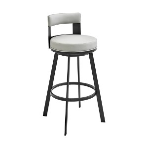 Armen Living 26" Flynn Metal with Faux Leather Swivel Counter Height Barstool - 1 of 4
