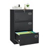 Filing Cabinet Lateral File Cabinet 3 Drawer, Blcak Locking Metal File Cabinets Three Drawer,with Lock Drawers for Home Office/Legal/Letter/A4/F4 - 2 of 4
