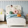 Velvet Upholstered Twin Bed Frame with Storage Headboard for Kids - Quiet Wood Slat Support, Easy Assembly, No Box Spring Needed - 3 of 4
