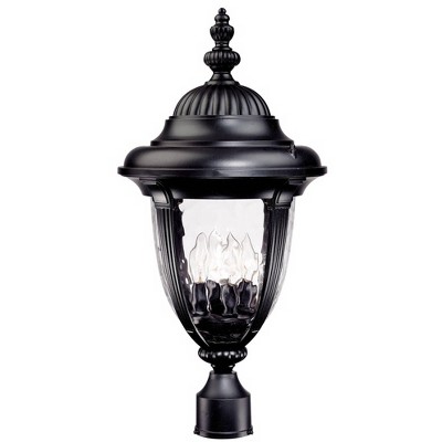 John Timberland Traditional Outdoor Post Light Textured Black Italian Design 24 1/2" Clear Hammered Glass for Exterior Garden Yard