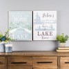 Set of 2 Lake Signs – White Brown Blue Finish – 20"H – Peaceful Home Decor – By Melrose - 2 of 4
