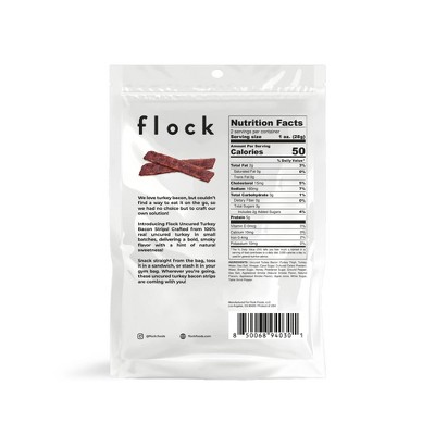 Flock Foods Uncured Original Turkey Bacon Strips - 10g Protein - 2oz