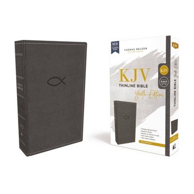 Kjv, Thinline Bible Youth Edition, Leathersoft, Gray, Red Letter Edition, Comfort Print - by  Thomas Nelson (Leather Bound)