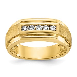 Black Bow Jewelry Men's 8mm 14K Yellow Gold 5-Stone 1/4 Ctw Diamond Tapered Band - 1 of 4