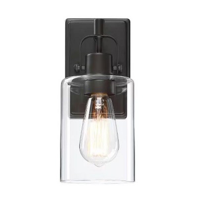 TOBILI 1-Light Bronze Bathroom Lighting over Mirrors Modern Vanity Light Fixtures with Clear Glass Shade