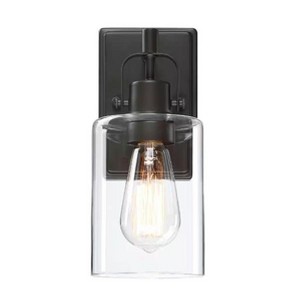 TOBILI 1-Light Bronze Bathroom Lighting over Mirrors Modern Vanity Light Fixtures with Clear Glass Shade - 1 of 4