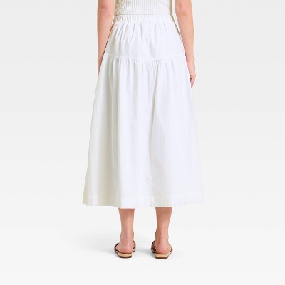 Women Resort Luxe Linen Drop Waist Midi Skirt – A New Day