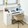 VEVOR Reception Desk, 47 Inch Rectangular Front Counter Table, Office Reception Desk with LED Light, 2 Drawers and Power Outlets, White - 2 of 4