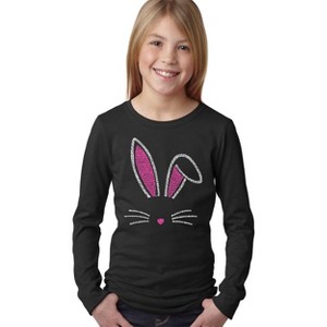 LA Pop Art Girl's Word Art Long Sleeve - Bunny Ears - 1 of 4