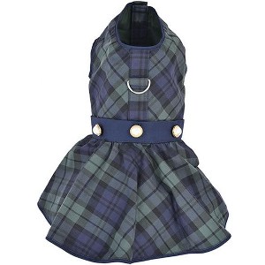 Parisian Pet 'Scottish Taffeta Dress' Dog & Cat Shirt – Festive Holiday Plaid Dog Dress, Comfortable & Stylish – Green, Blue - 1 of 3