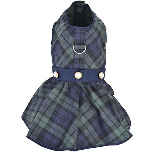 Parisian Pet 'Scottish Taffeta Dress Green/Blue Plaid' - Perfect Holiday Look for Dogs & Cats, Ideal for Christmas & Festivities - image 1 of 3