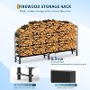 Full Covered Firewood Rack with Black Waterproof Cover, Outdoor Metal Log Holder with Zipper for Fireplace Porch Patio - 3 of 4